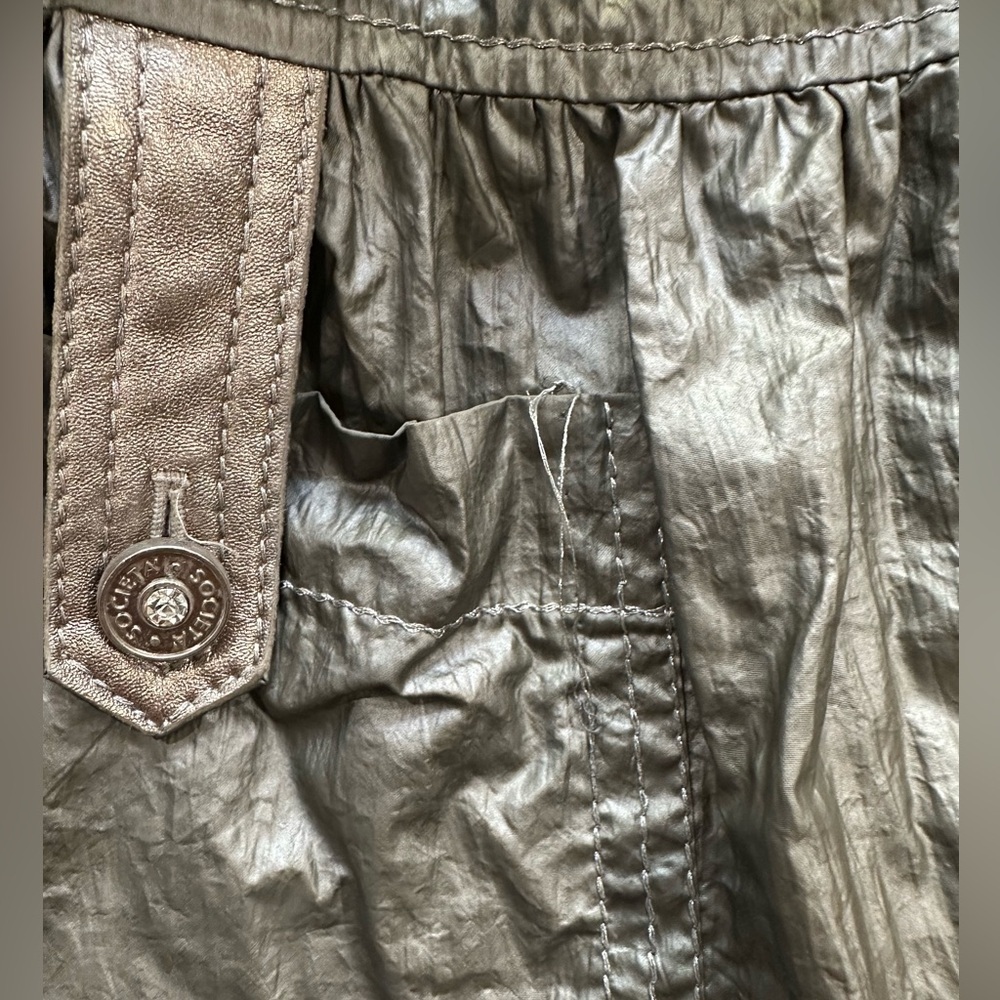 Societa Rare Vintage Women’s Metallic Coat with Leather Garn. Size 38, Italy Y2K - Picture 5 of 14